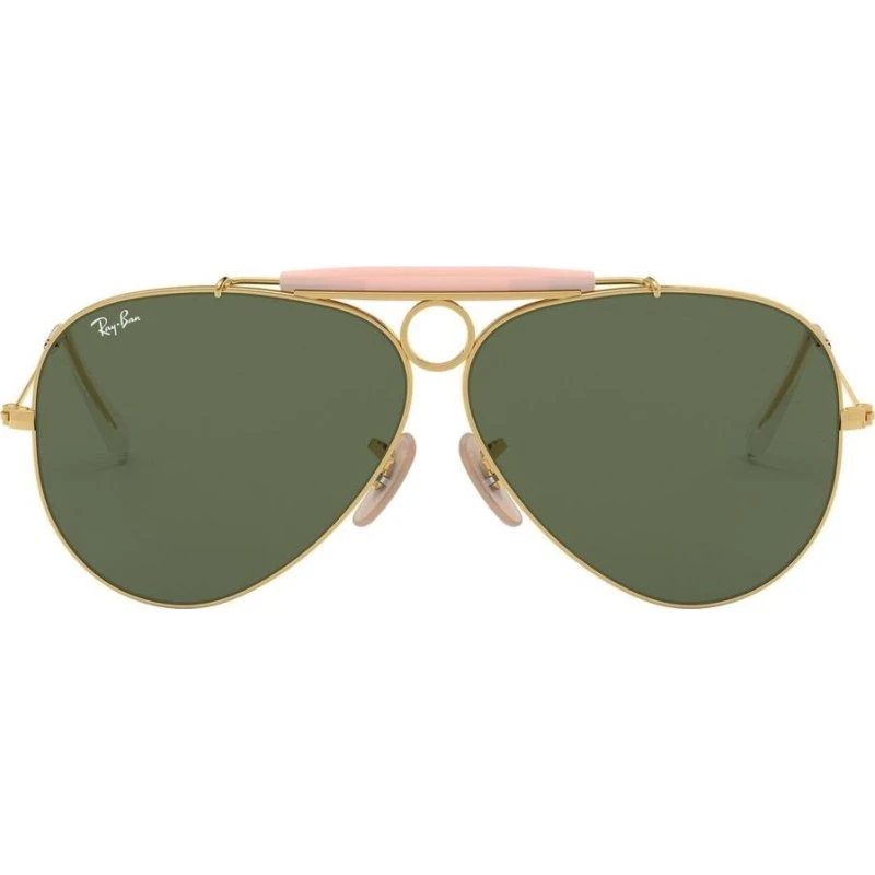 Ray-Ban Shooter RB3138 Lunettes de Soleil Pilote Or et Vert 58mm