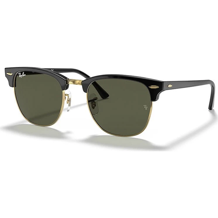 Ray-Ban Clubmaster RB3016 Lunettes de Soleil Carrées Noir/Or