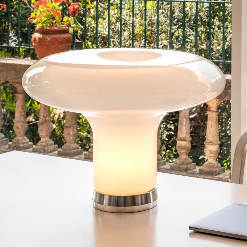 Artemide Lesbo Lampe de Table en Verre de Murano Opale