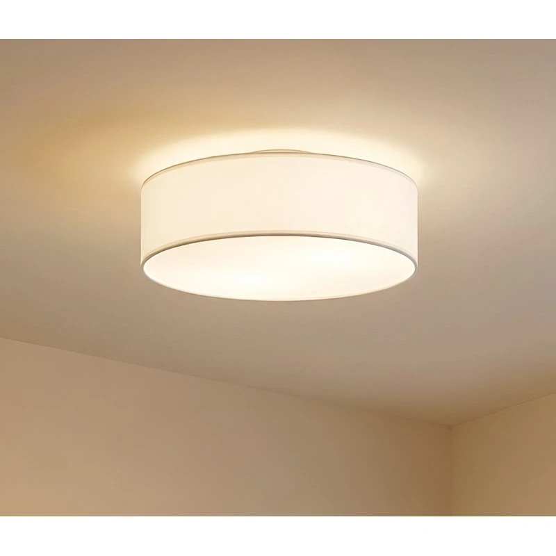 Lindby Sebatin Plafonnier en Tissu Crème, Ø 40 cm, E27