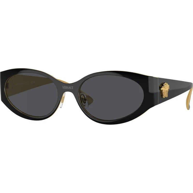 Versace VE2263 - Lunettes de soleil rondes en métal noir et gris