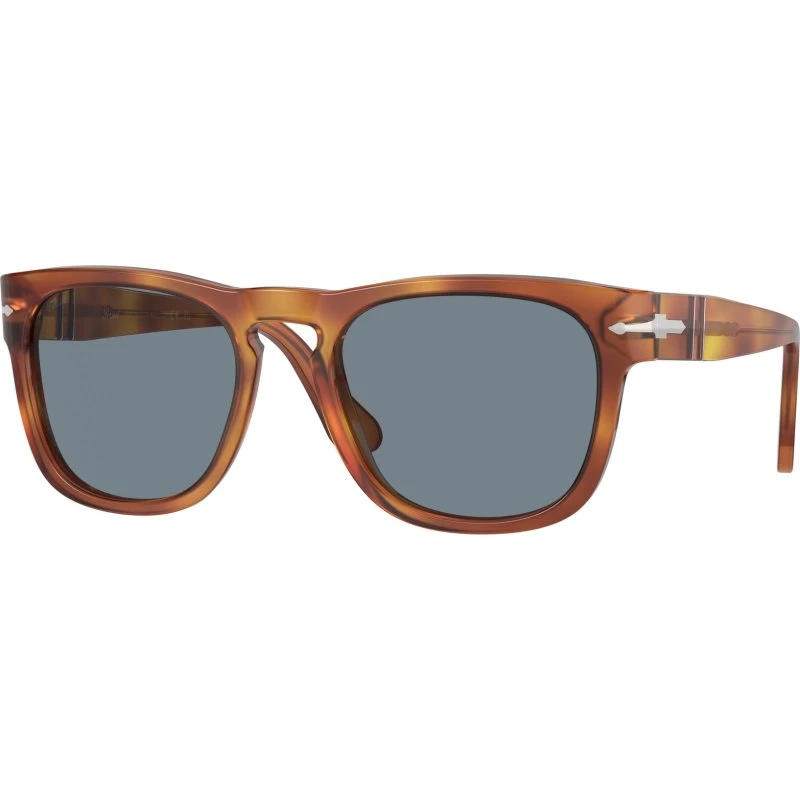 Persol PO3333S Elio Lunettes de Soleil Carrées en Acétate Marron et Bleu