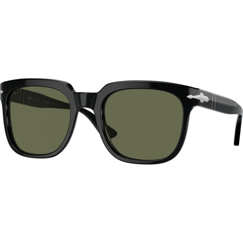 Persol PO3323S 95/58 Lunettes de Soleil Carrées Polarisées Noir et Vert