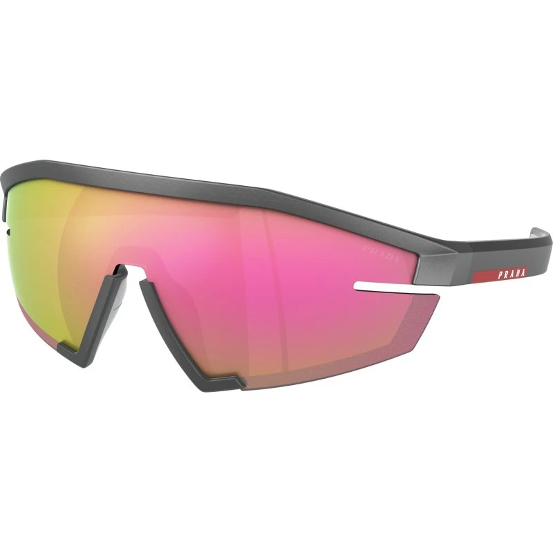 Prada Linea Rossa PS 03ZS Lunettes de Soleil Géométriques Gris Métallique