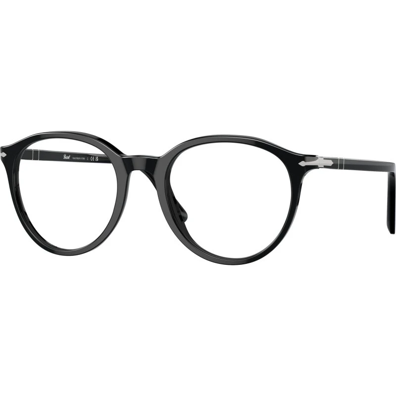 Persol PO3353V 95 Lunettes Optiques Pantos en Acétate Noir Transparent