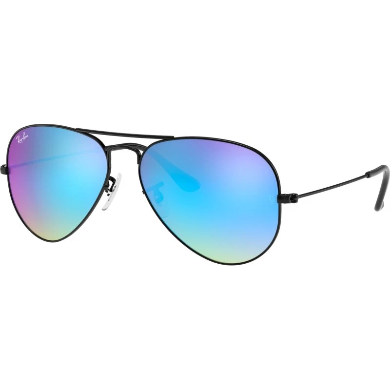 Ray-Ban RB3025 Aviator Lunettes de Soleil Métal Noir et Lentilles Bleues