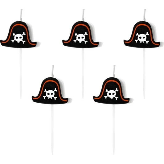 Bougies Chapeau Pirate x5 - 2 cm