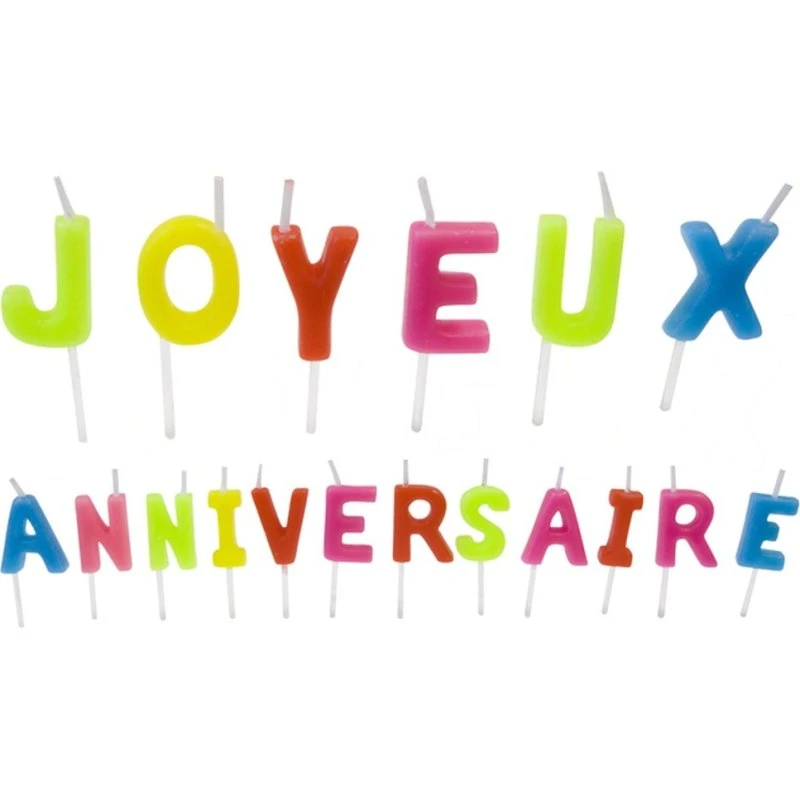 Bougies Lettres Joyeux Anniversaire Multicolores 2,5 cm
