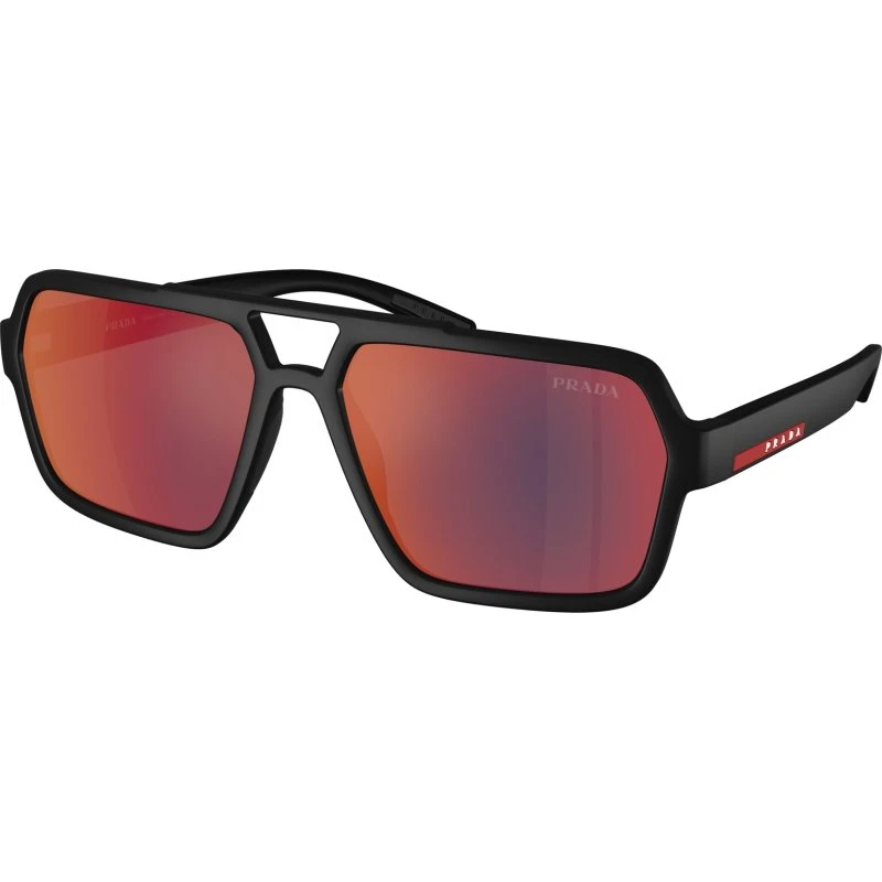 Prada Linea Rossa PS A06S DG008F Lunettes de Soleil Pilote Noir et Gris