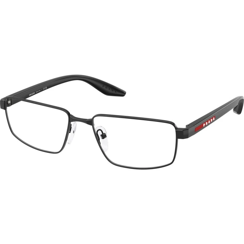 Prada Linea Rossa PS 52RV 1AB1O1 - Lunettes Optiques Carrées Métal Noir