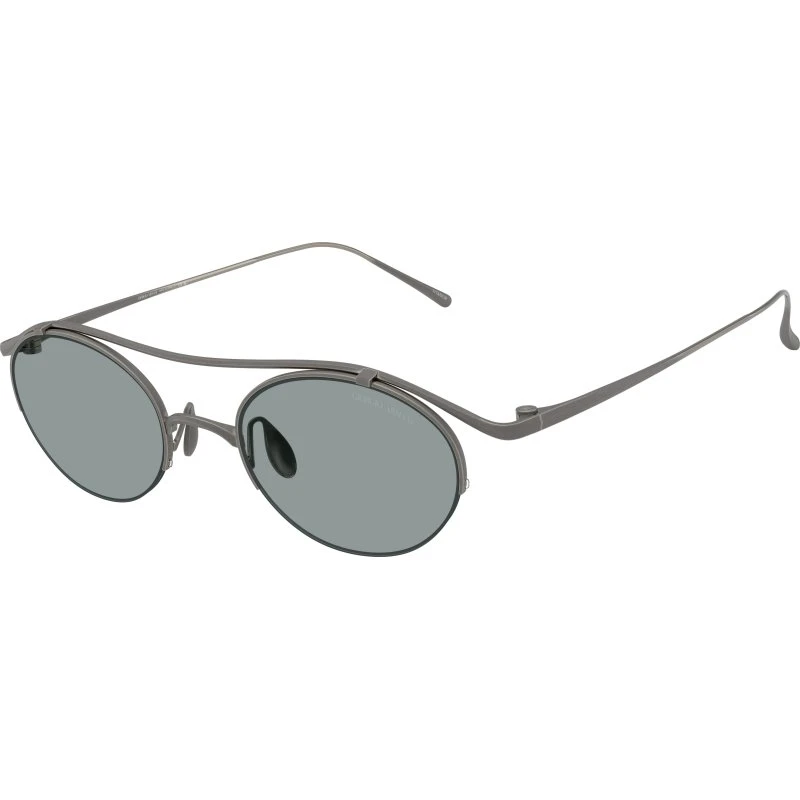 Giorgio Armani Homme AR6172T Lunettes de Soleil Rondes en Titane Gris