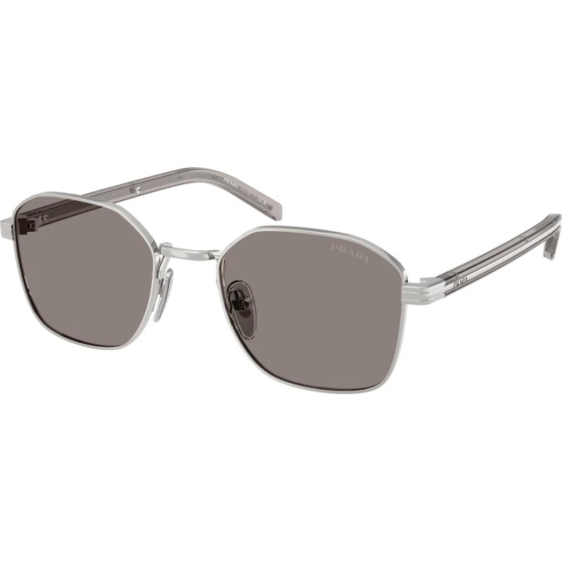 Prada Homme PR C50S Lunettes de Soleil Carrées en Acier Argent