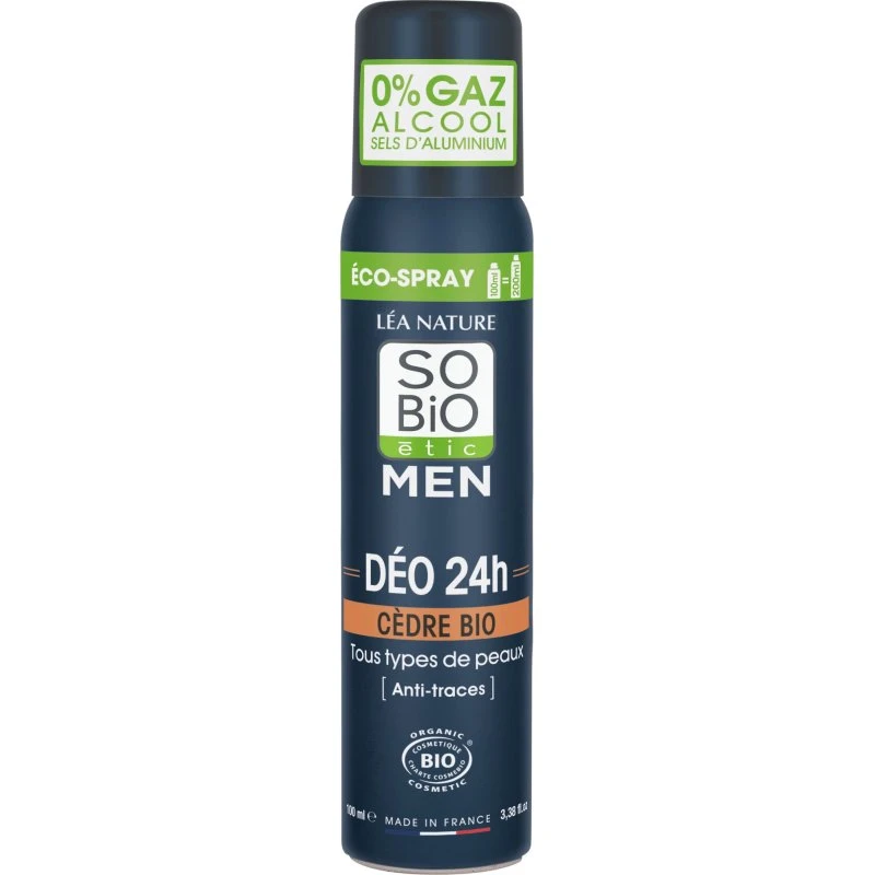 SO BIO étic Men Déo 24H Anti-Traces Éco-Spray Bio 100 ml