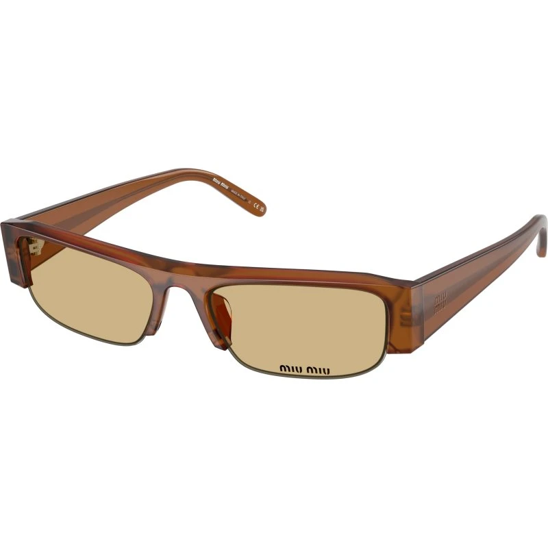 Miu Miu Lunettes de Soleil MU B07S 22I10R Carrées Marron et Jaune