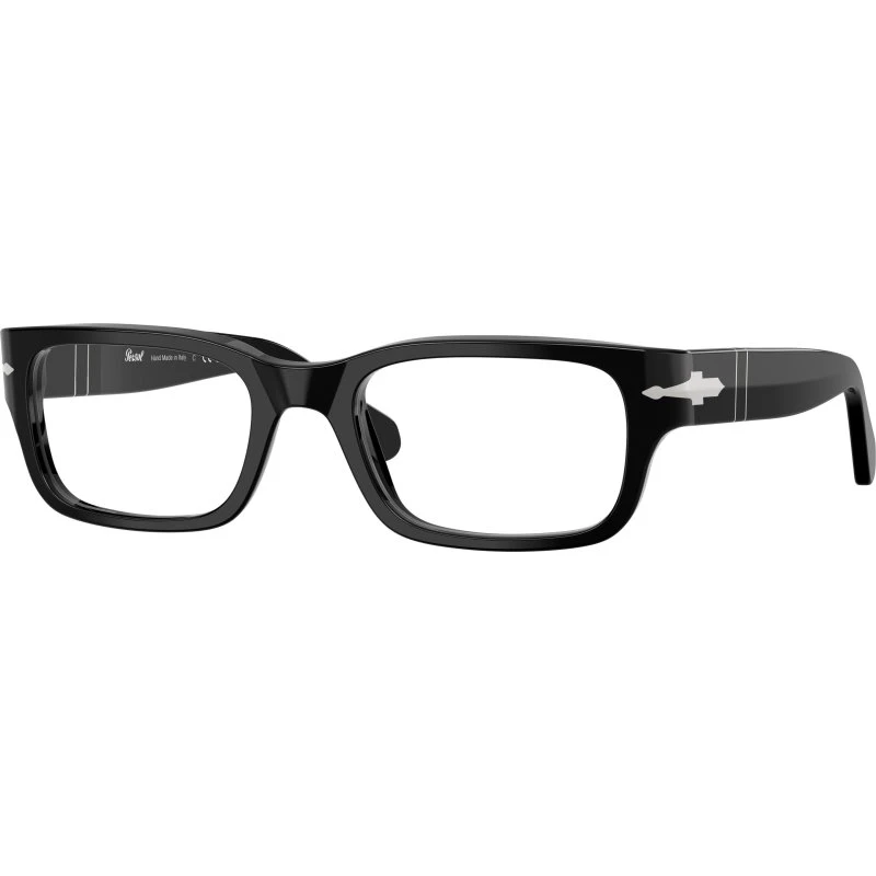 Persol PO3399V 95 Lunettes de Vue Carrées en Acétate Noir Transparent