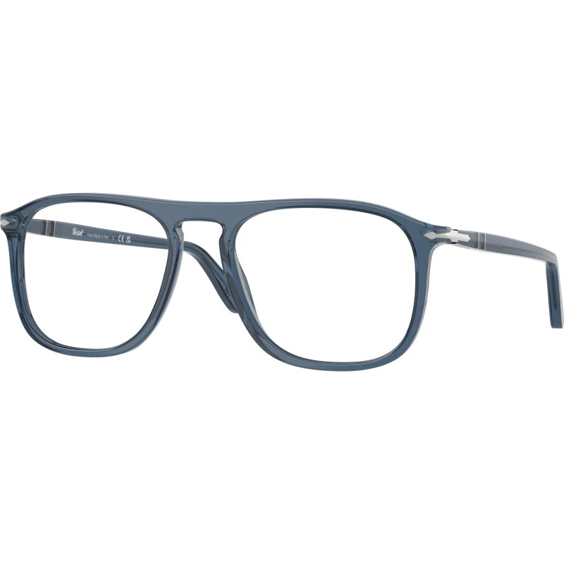 Persol PO3392V 1197 - Montures Optiques Carrées en Acétate Bleu Transparent