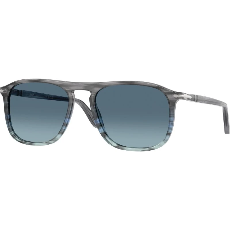 Persol PO3392S 1205Q8 : Lunettes de soleil carrées en acétate gris et bleu