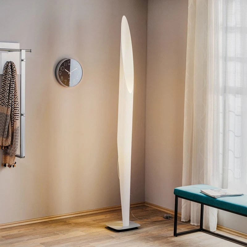 Lampe sur pied Shakti KDLN - Argent et Blanc Satiné - 200 cm