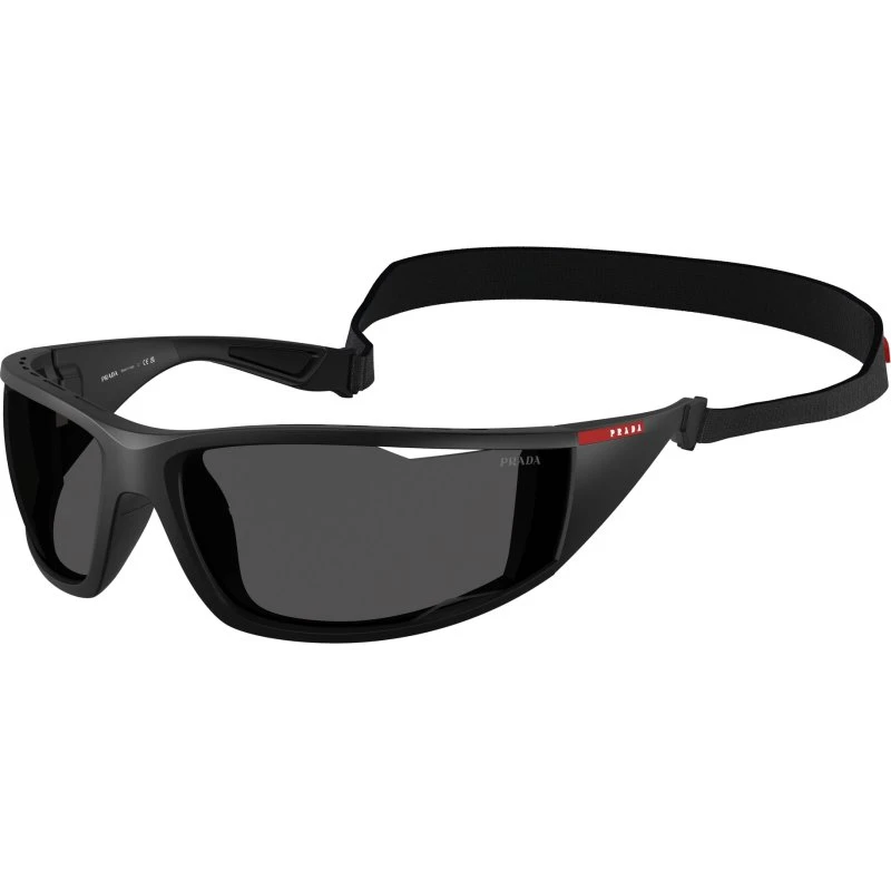 Prada Linea Rossa Lunettes de Soleil Carrées Noires et Grises