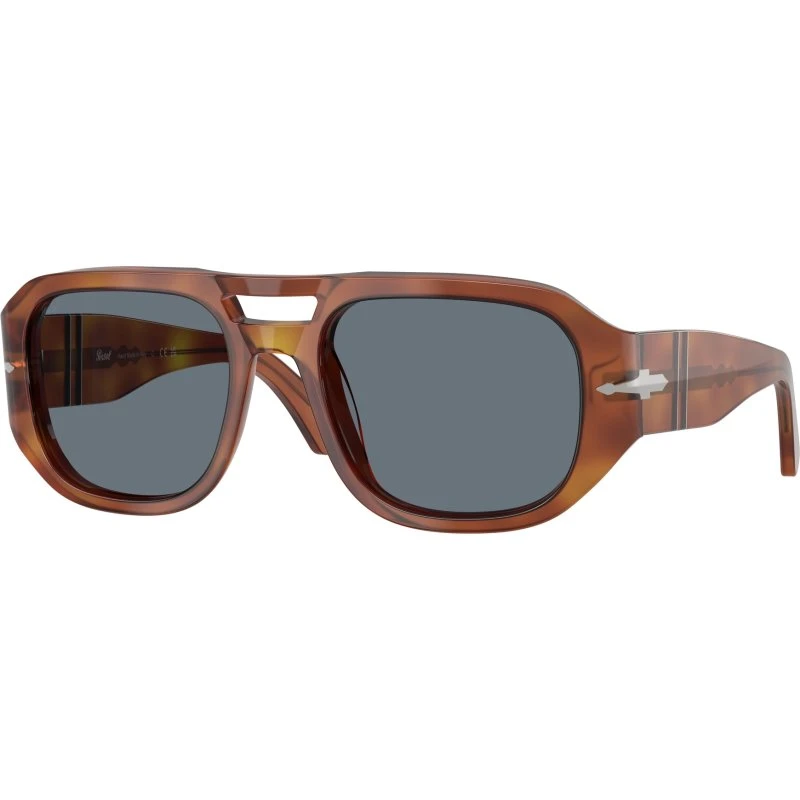 Persol Vincent PO3373S Lunettes de Soleil Pilote Marron et Bleu