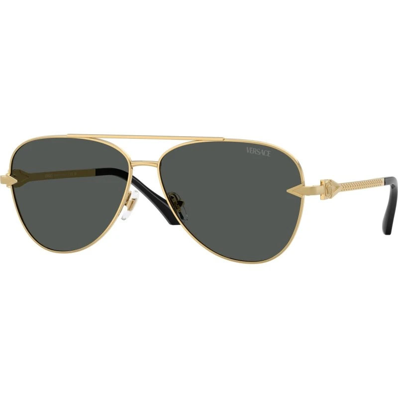 Versace Homme VE2283 Lunettes de Soleil Aviateur Or et Gris