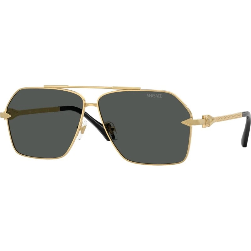 Versace Homme VE2284 Lunettes de Soleil Aviateur Or et Gris