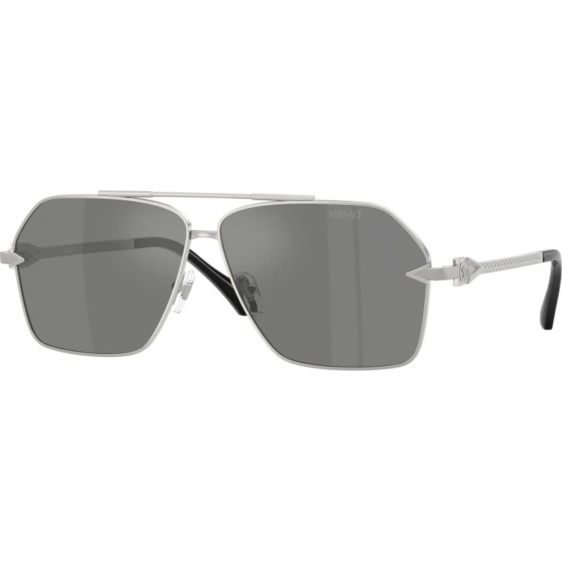 Versace Homme VE2284 Lunettes de Soleil Pilote Argentées et Grises