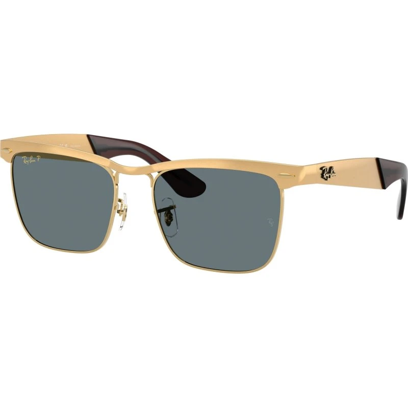 Ray-Ban RB3875 Wayfarer Deluxe Lunettes de Soleil Polarisées Or et Bleu