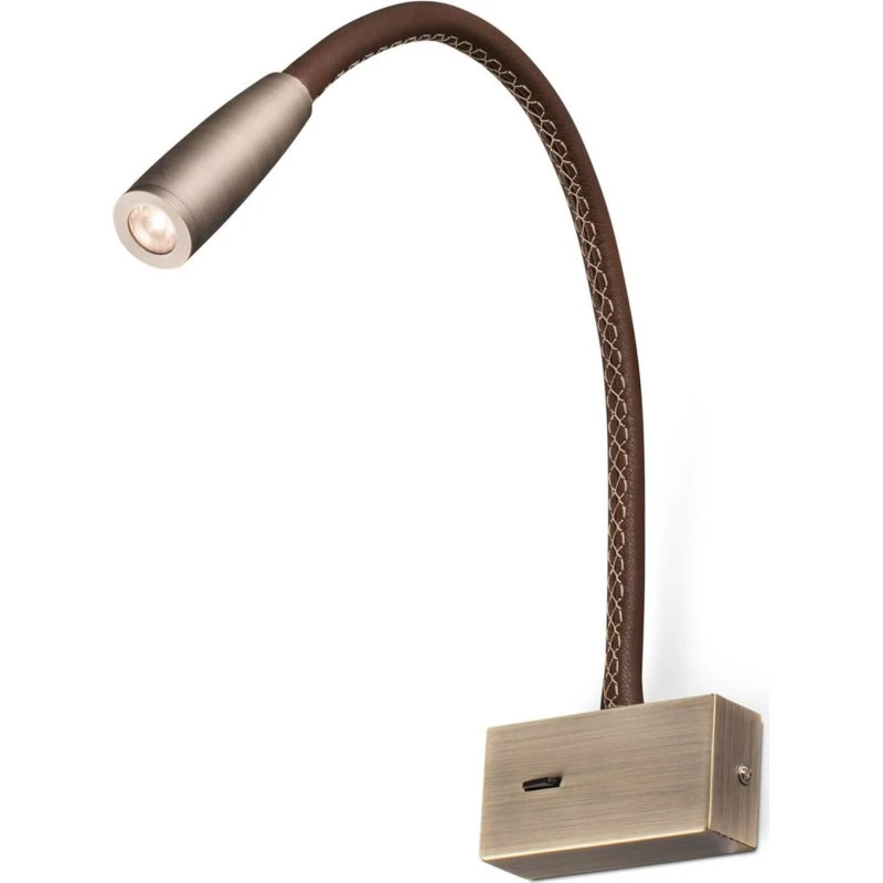 Faro Lead - Applique murale LED avec bras flexible en cuir