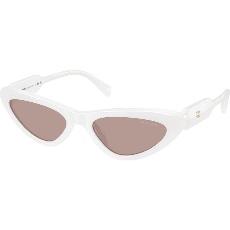 Miu Miu MU B11SU 20M20I Lunettes de soleil Cat Eye Blanc et Marron