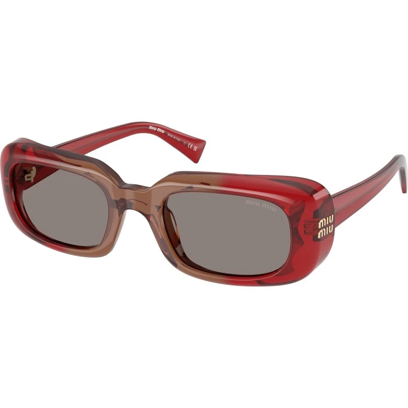 Miu Miu MU B13S Lunettes de Soleil Carrées en Acétate Rouge