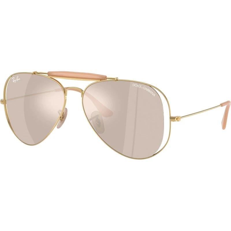 Ray-Ban x Dolce&Gabbana RB3029M Lunettes de Soleil Pilote Or et Marron