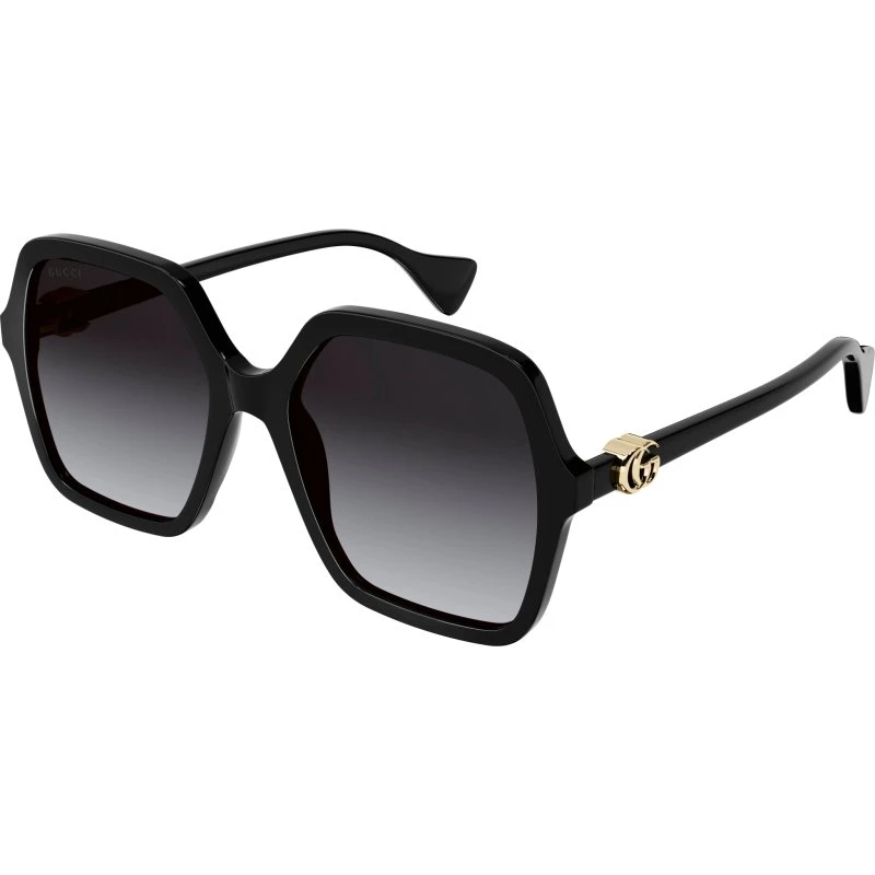 Gucci Lunettes de Soleil GG1072S Noir et Gris Carré pour Femme