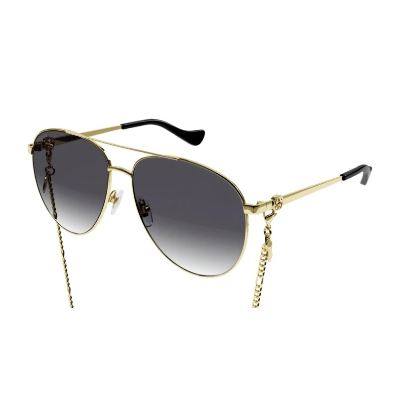 Gucci GG1088S 001 Lunettes de soleil Pilote Or et Gris