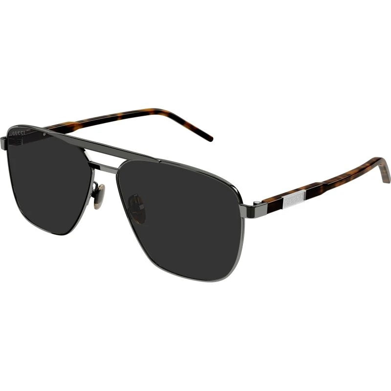 Gucci Homme GG1164S 001 Lunettes de Soleil Aviateur Métal Ruthénium