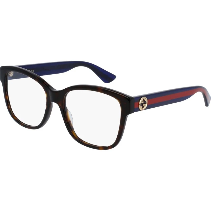 Gucci GG0038ON 003 Lunettes Optiques Carrées Acétate Havana/Bleu