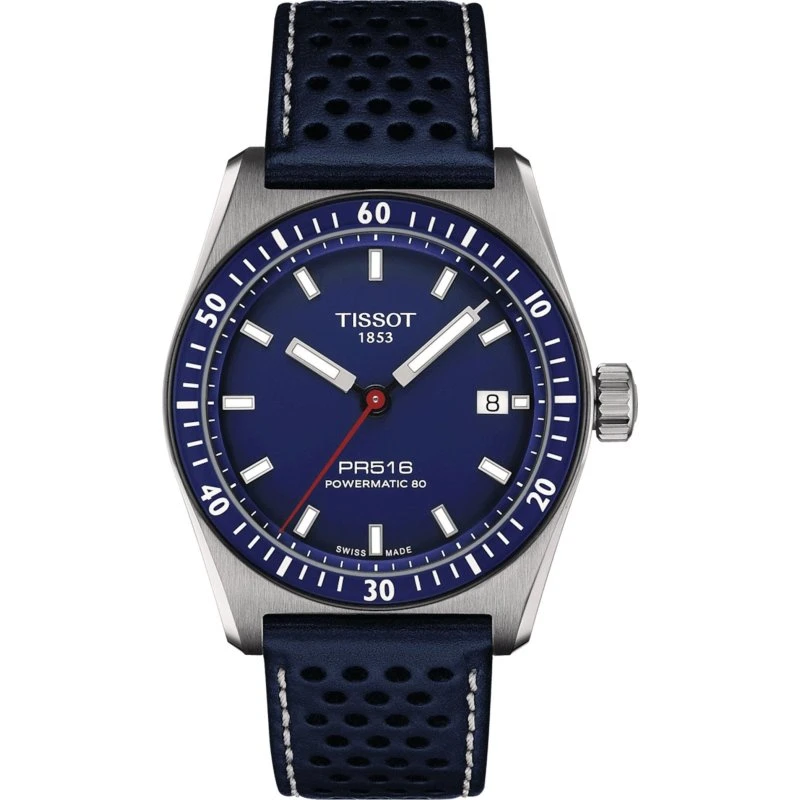 Tissot PR516 38mm Automatique Bleu Cuir
