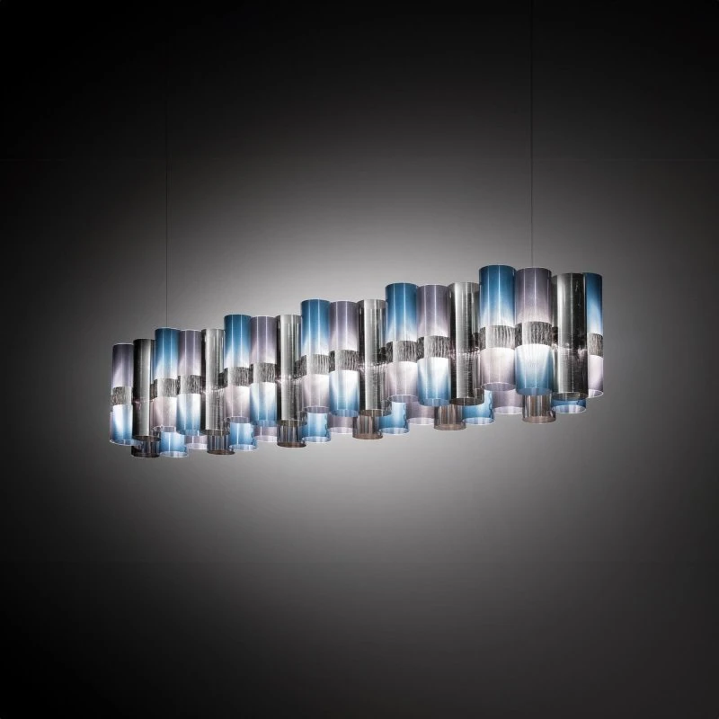 Slamp Suspension LED La Lollo bleu-violet, 140 cm