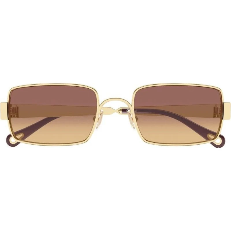 Chloé CH0354S Lunettes de Soleil Carrées Dorées et Marron