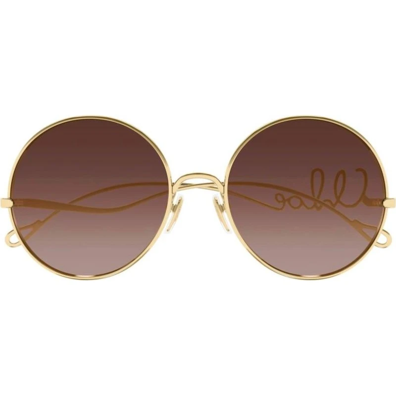 Chloé Ch0372S Lunettes de Soleil Rondes Dorées et Marron