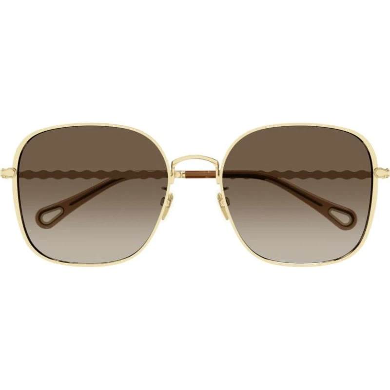 Chloé Lunettes de Soleil Ch0255s Dorées Géométriques Marron
