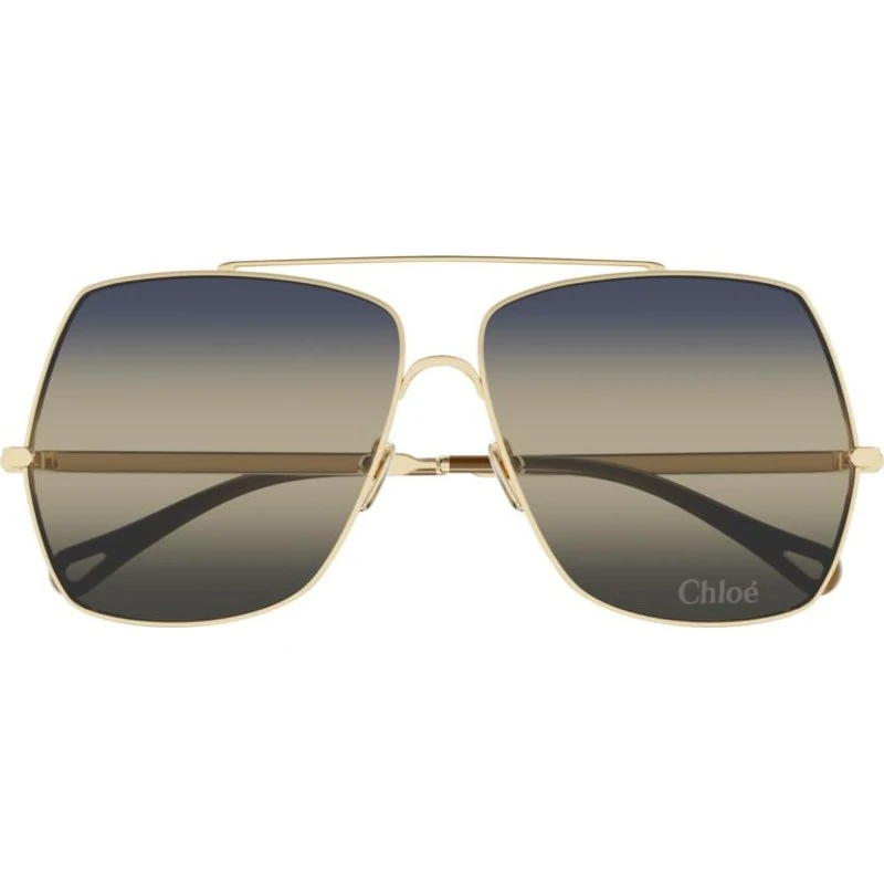 Chloé Aly Ch0278s Lunettes de Soleil Oversize Dorées et Bleues