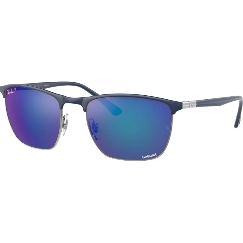 Ray-Ban RB3686 Lunettes de Soleil Polarisées Carrées - Bleu Acier