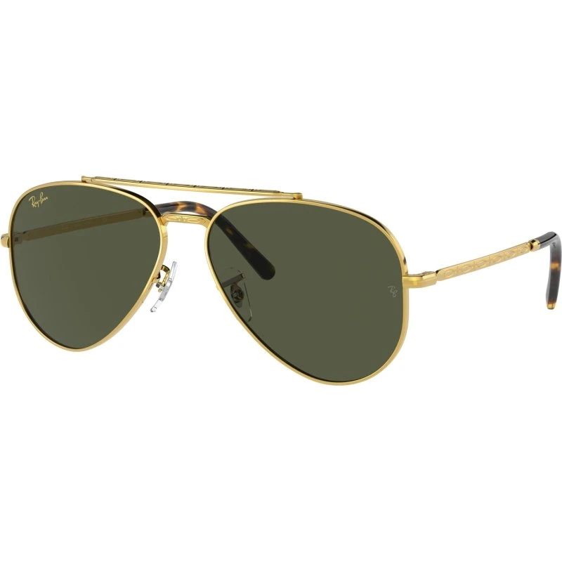 Ray-Ban RB3625 New Aviator Lunettes de Soleil Métal Or et Vert