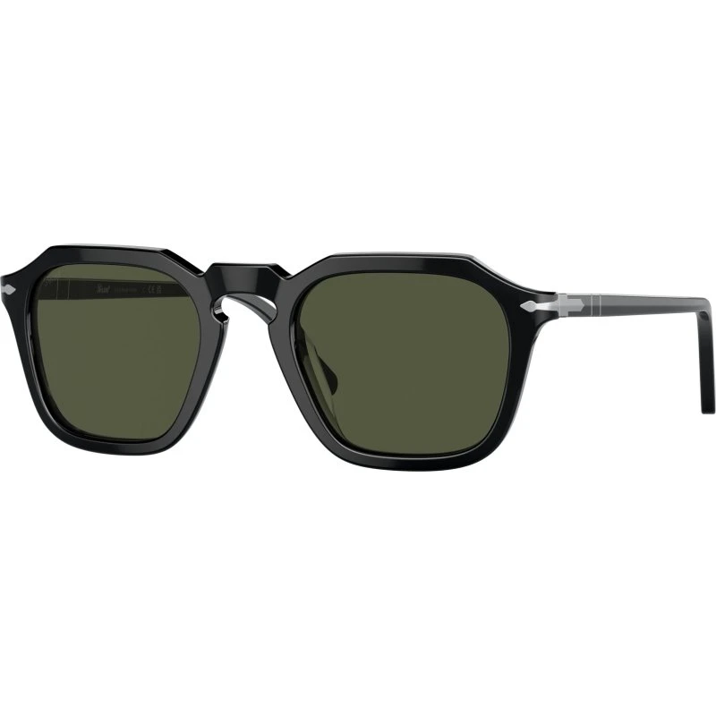 Persol PO3292S 95/31 Lunettes de Soleil Carrées en Acétate Noir et Vert