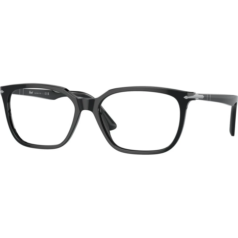 Persol PO3298V 95 Lunettes de Vue Carrées en Acétate Noir Transparent