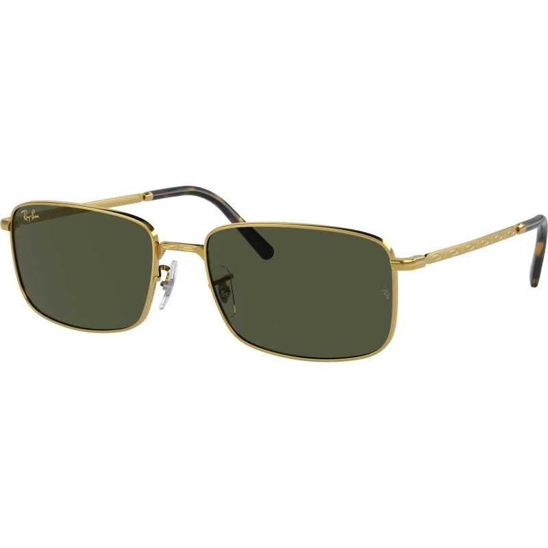 Ray-Ban RB3717 Lunettes de Soleil Carrées en Métal Or et Vert