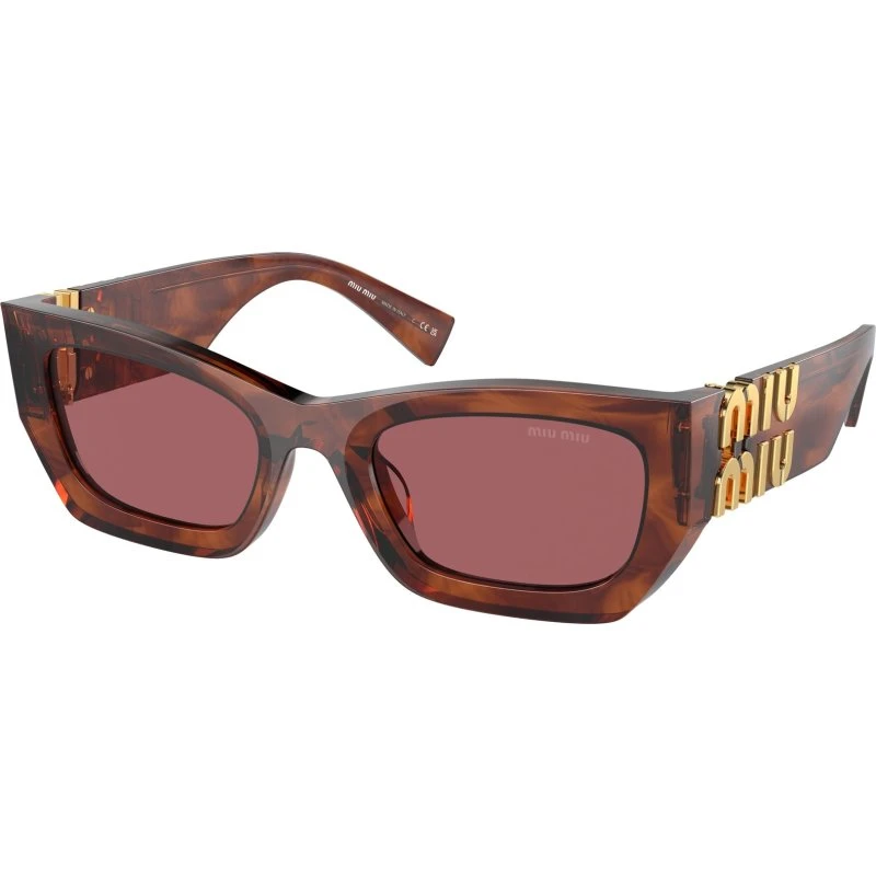 Miu Miu MU 09WS Lunettes de Soleil Carrées en Acétate Marron et Violet
