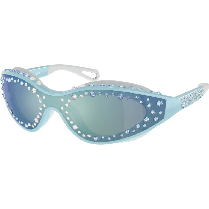 Swarovski Lunettes de Soleil SK6024 Bleu Vert Géométrique Miroir