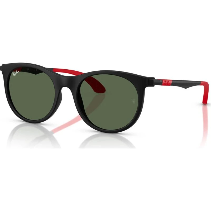 Ray-Ban RB9082S Kids Lunettes de Soleil Rondes Mat Black/Dark Green